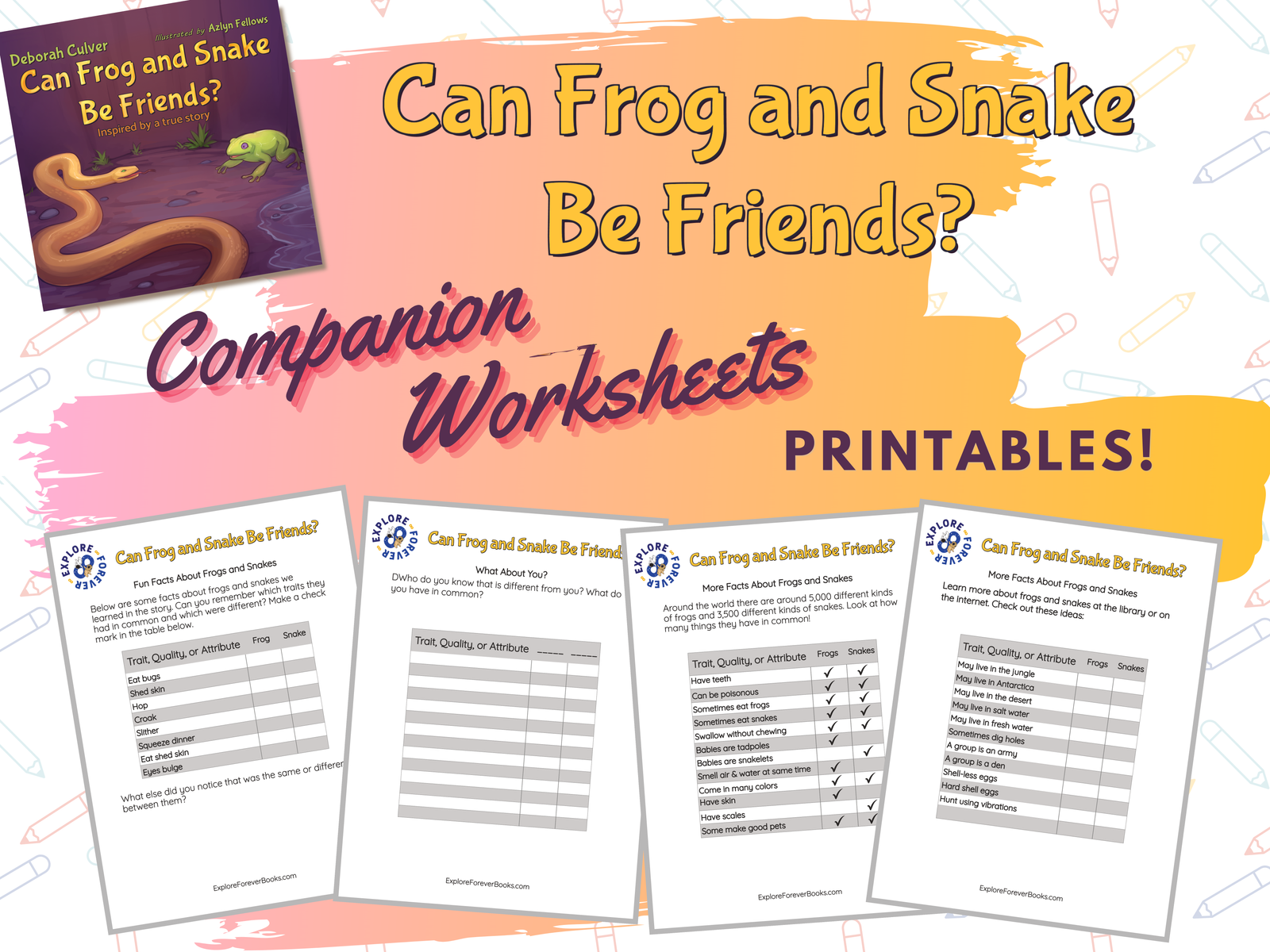 Can Frog and Snake Be Friends? Companion worksheet printables