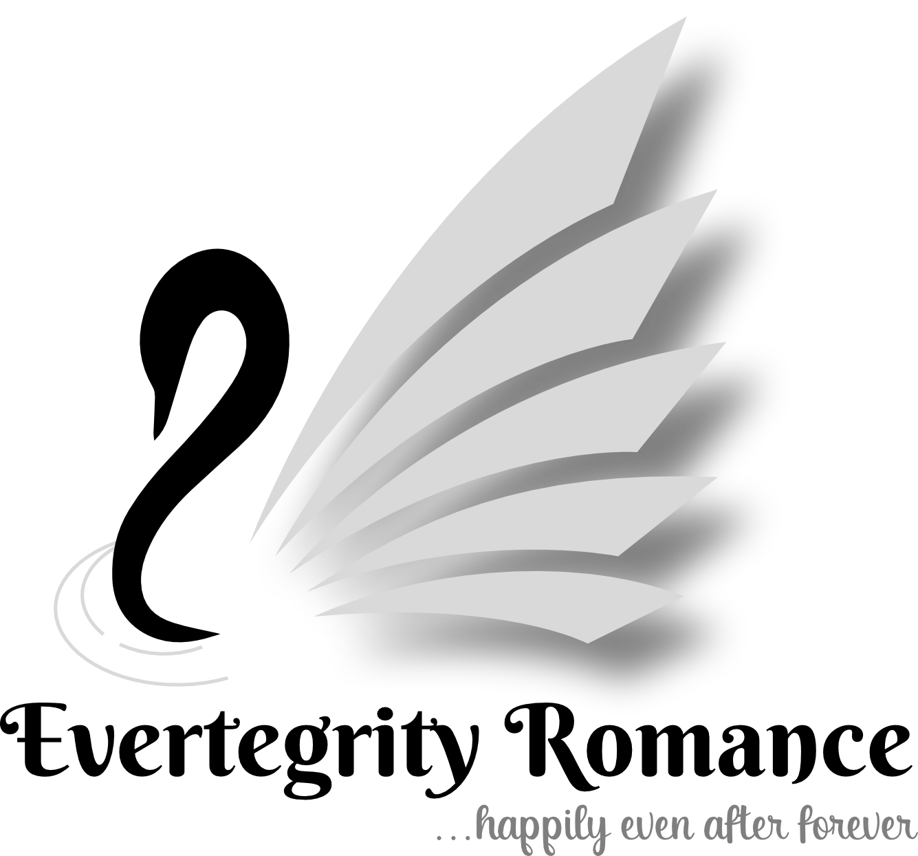 Evertegrity Romance 3D Swan logo for Evertegrity Romance, an imprint of Edevane Publishing with the tagline happily even after forever